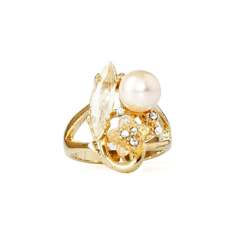 Romantický prstýnek INVUU London s perličkou a kamínky
