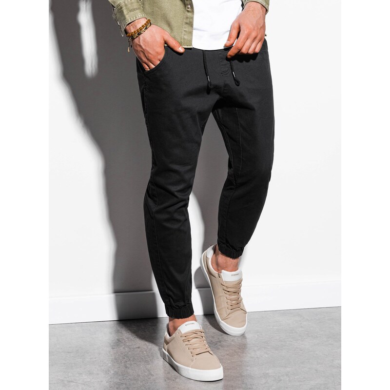 Ombre Clothing Pánské plátěné jogger kalhoty Jordie černé P885