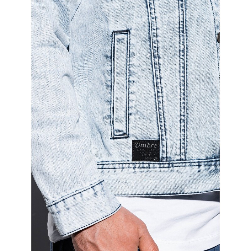 Ombre Clothing Pánská džínová bunda katana - světlý denim V1 OM-JADJ-0123