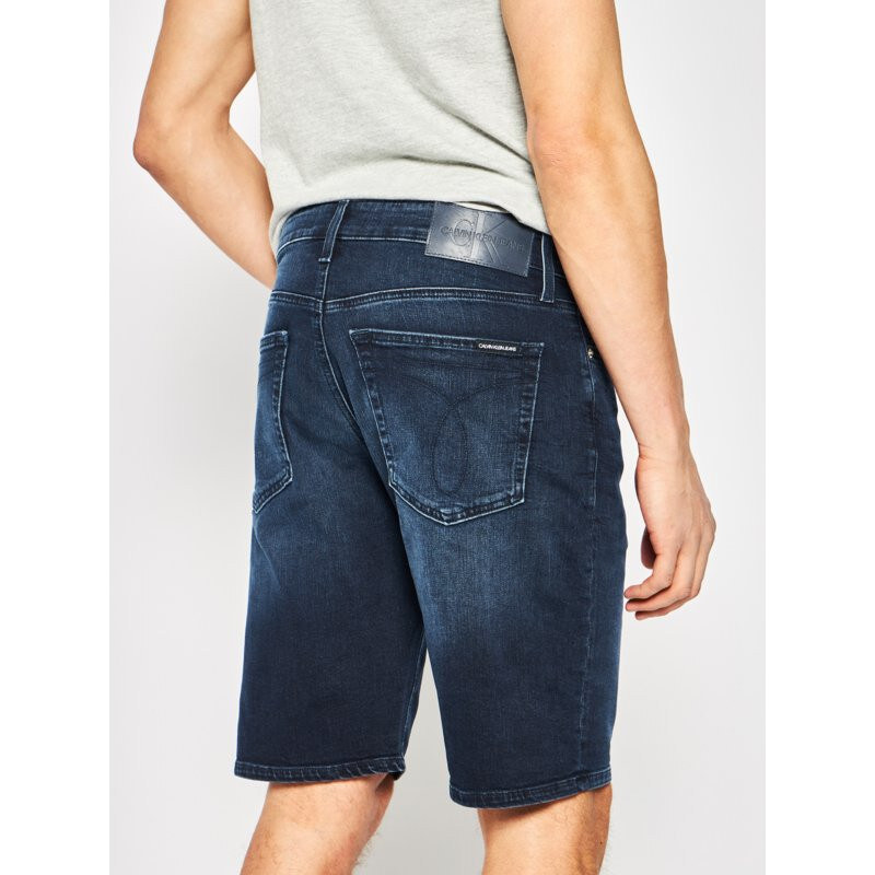 Calvin Klein pánské tmavě modré denim kraťasy SLIM SHORT