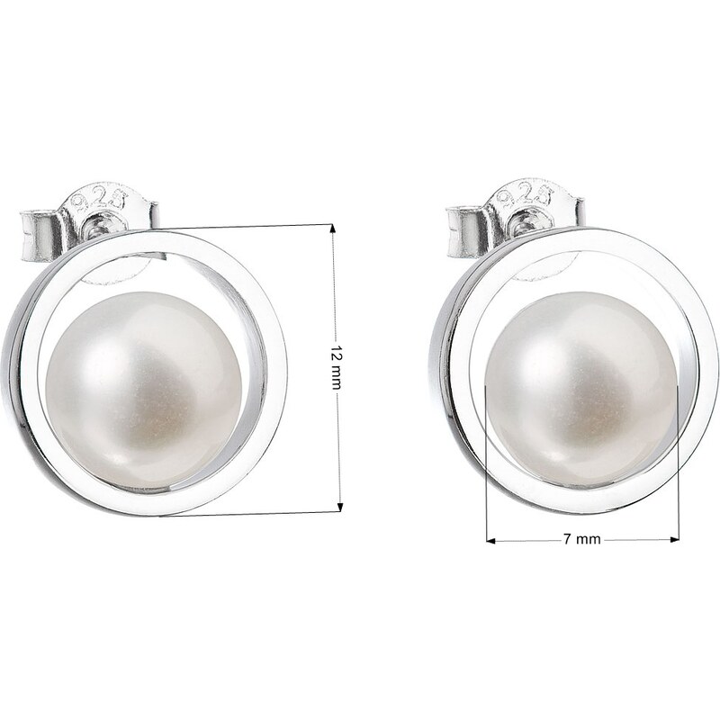 Pavona Stříbrné náušnice pecky s bílou říční perlou 21041.1