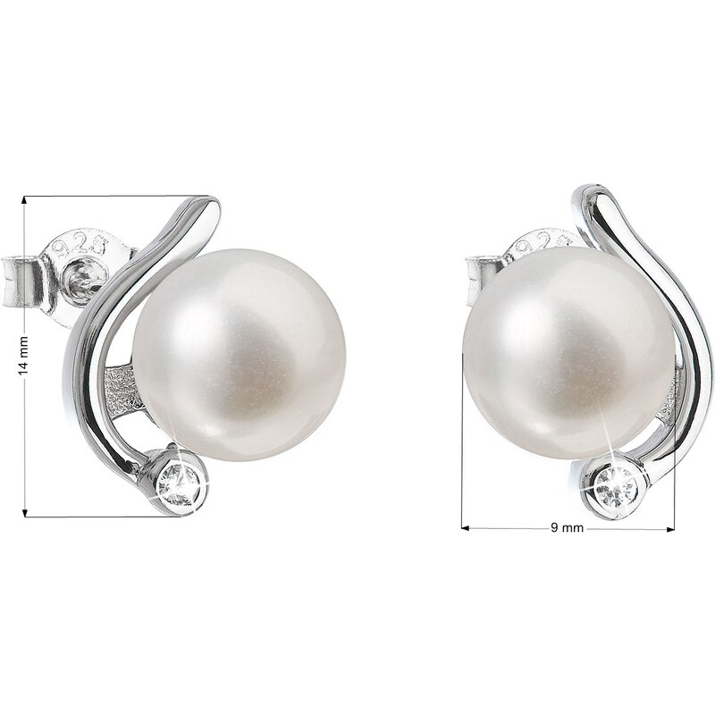 Pavona Stříbrné náušnice visací s bílou říční perlou 21038.1