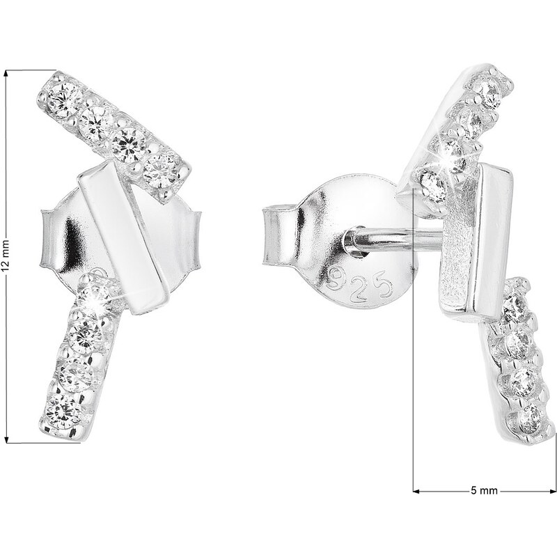 Evolution Group s.r.o. Stříbrné náušnice pecka se zirkonem v bílé barvě 11155.1