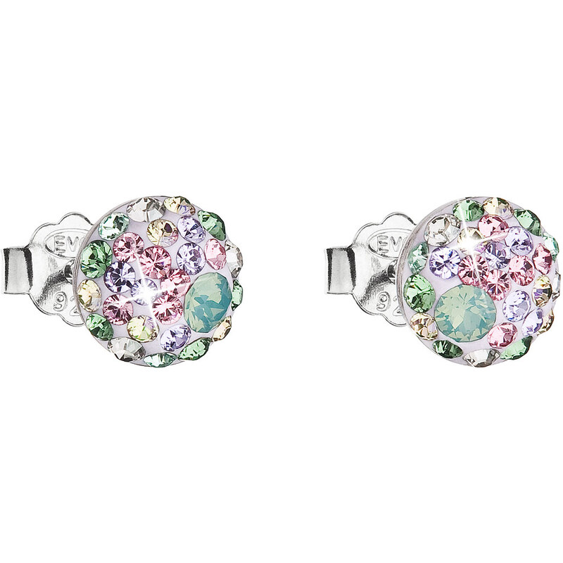 Stříbrné náušnice pecka s krystaly Swarovski mix barev kulaté 31136.3 74170340