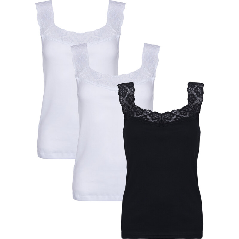 Eldar 3Packs Dámská košilka Eldar 3Pack Camisole Arietta černá/bílá/bílá