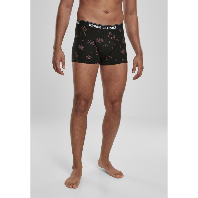 Urban Classics Boxerky 3-balení uhlové/funky AOP/černé