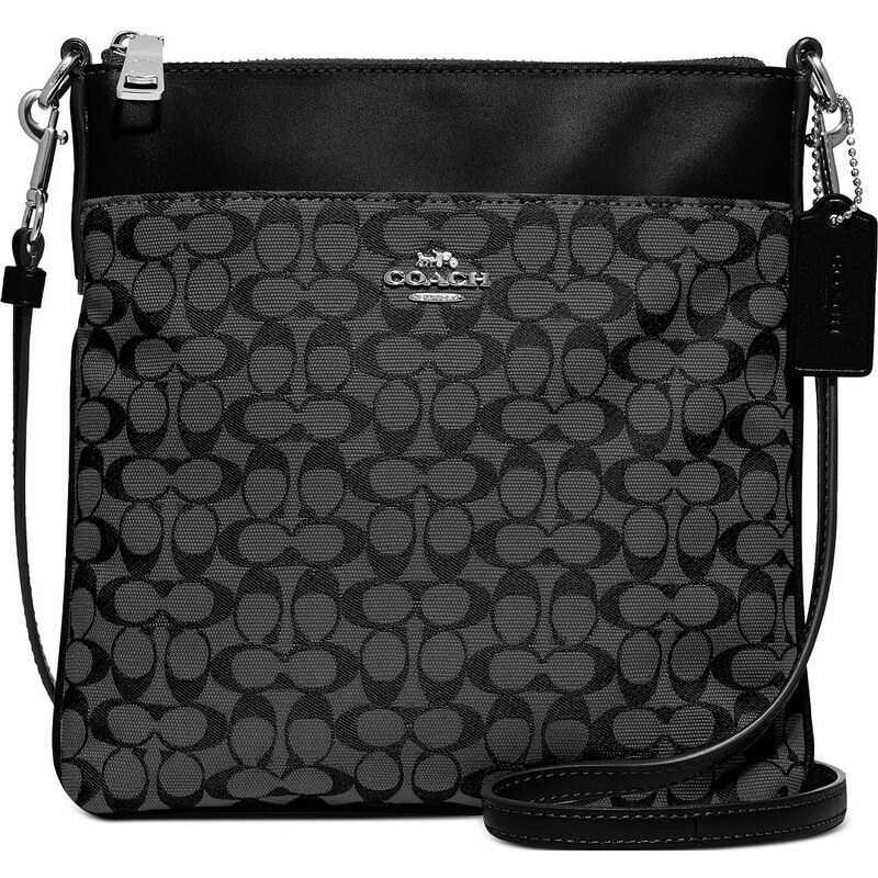 COACH New Signature Jacquard Kitt Crossbody Black Silver