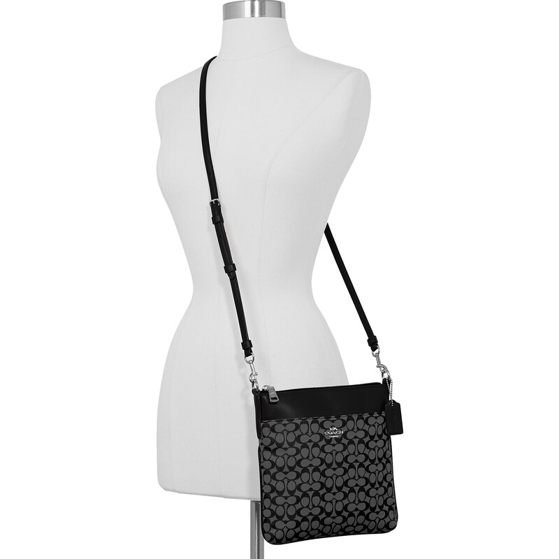 COACH New Signature Jacquard Kitt Crossbody Black Silver