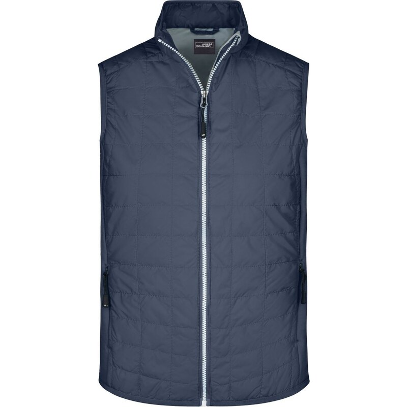 James & Nicholson Pánská prošívaná vesta James & Nicholson (JN1114) Námořnická modrá / Stříbrná S