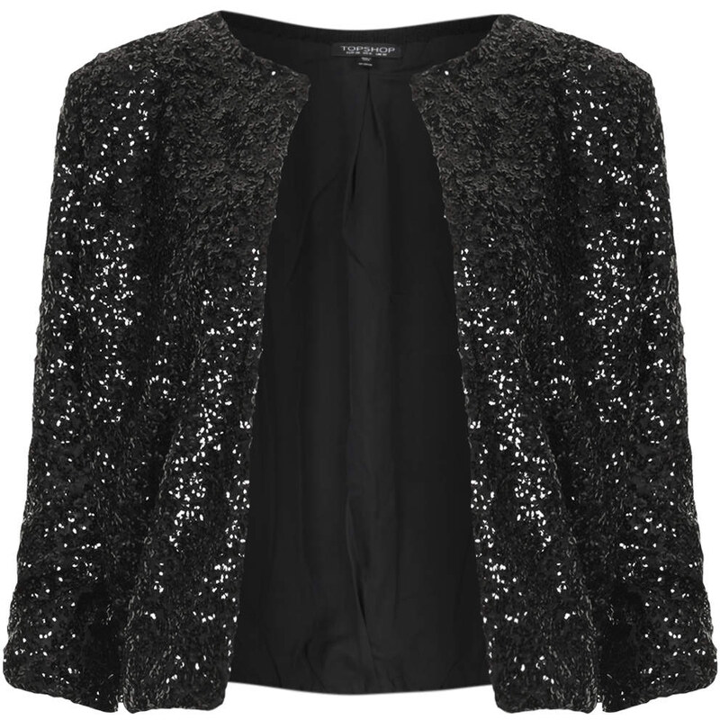 Topshop Knitted Sequin Bomber Cardi