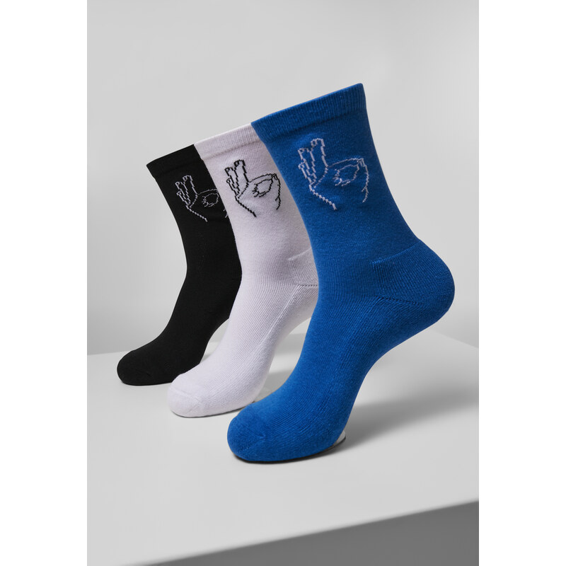 MT Accessoires Slané ponožky 3-balení černá/bílá/modrá