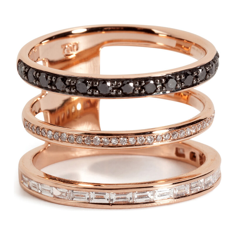 Nikos Koulis 18kt Pink Gold Ring with Black and White Diamonds