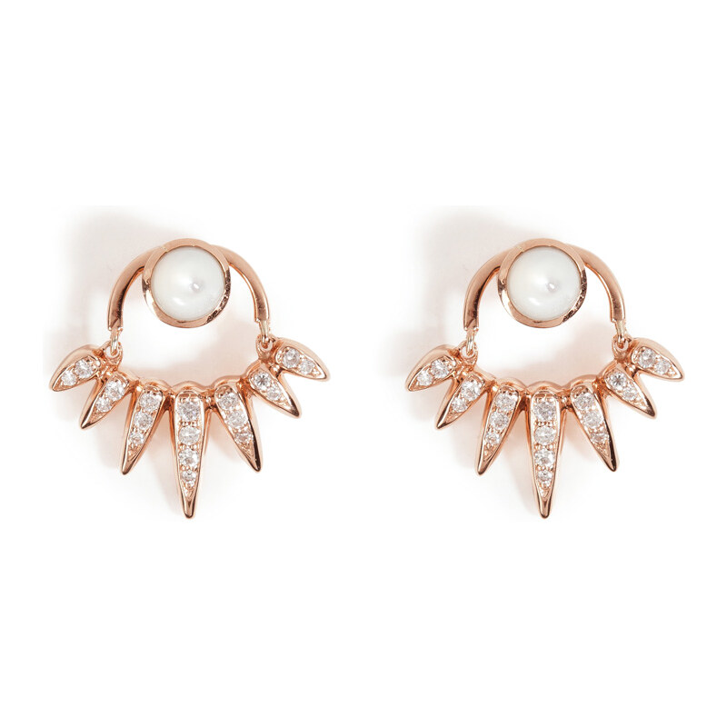 Nikos Koulis 18kt Pink Gold Earrings with Diamonds and Mother of Pearl