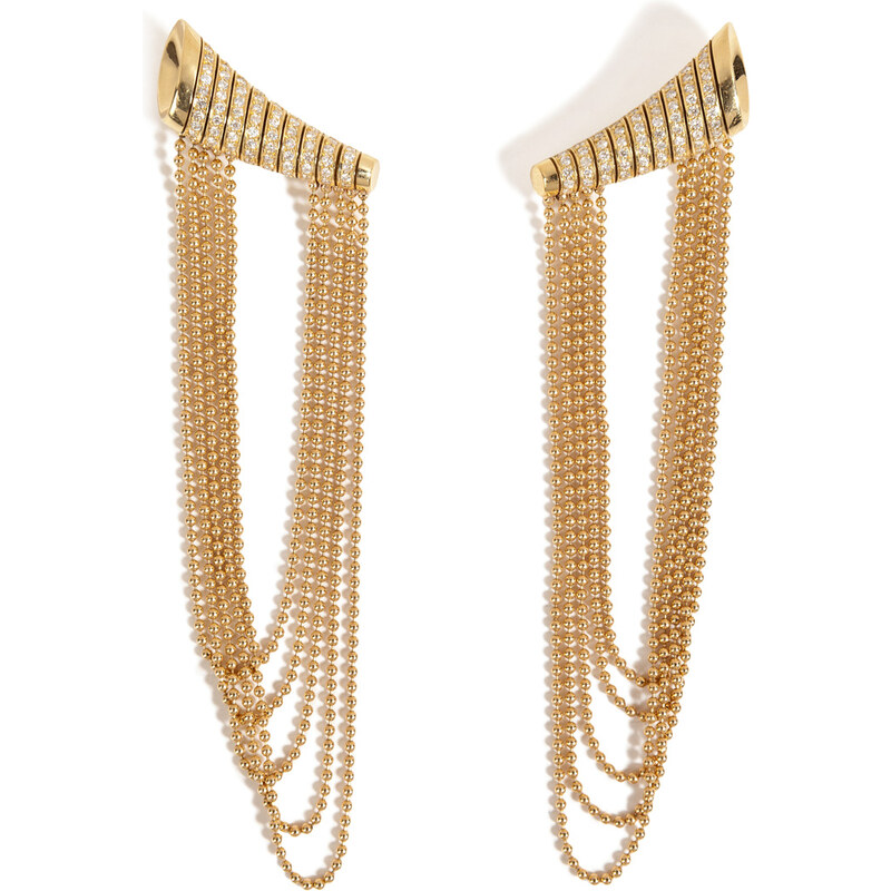 Nikos Koulis 18kt Yellow Gold Star Earrings with White Diamonds