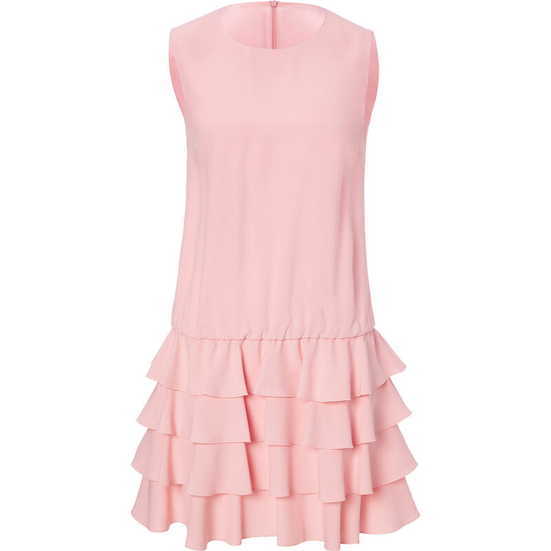 RED Valentino Crepe Dress with Tiered Ruffle Skirt