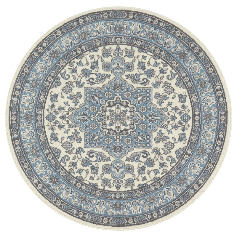 Nouristan - Hanse Home koberce Kruhový koberec Mirkan 104442 Cream/Skyblue - 160x160 (průměr) kruh cm