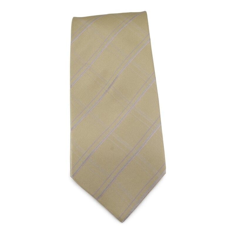 Šlajfka Béžová károvaná hedvábná kravata