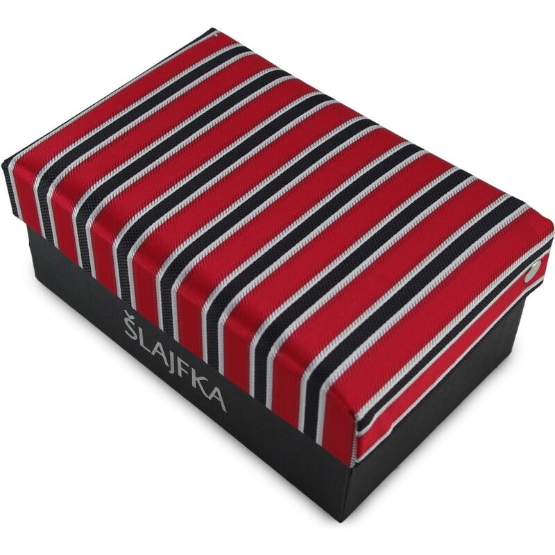 Šlajfka Dárkový set mikrovláknová kravata (červená s pruhy)