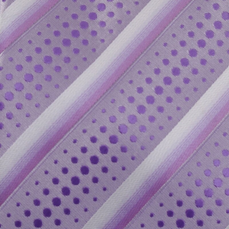 Šlajfka Fialová (šeříková) pruhovaná mikrovláknová kravata s puntíkovaným vzorem
