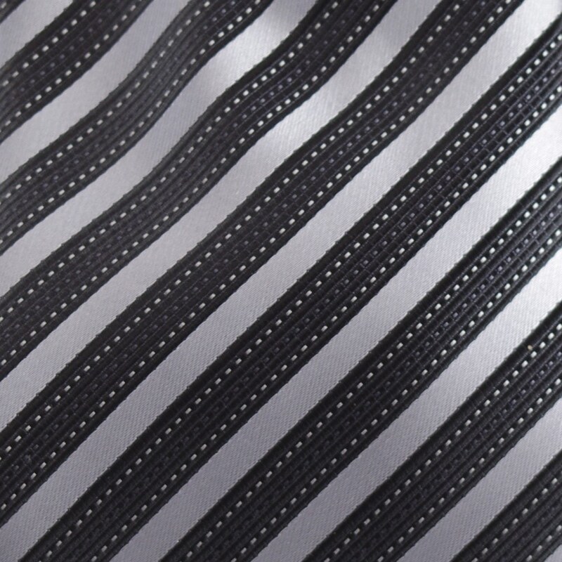 Šlajfka Pruhovaná mikrovláknová kravata - černá a stříbrná