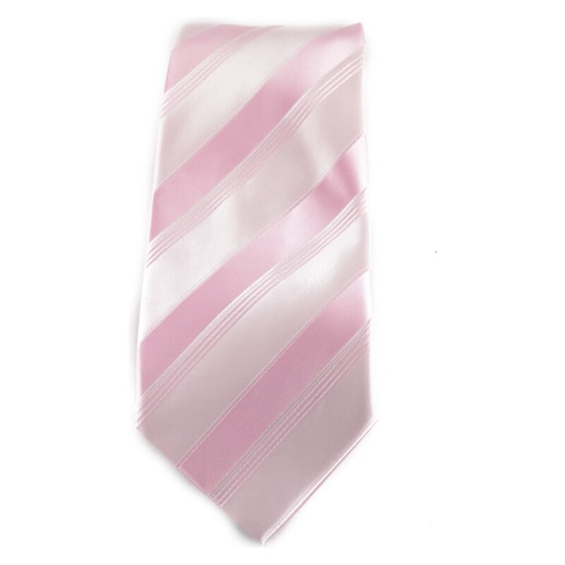 Šlajfka Světle růžová pruhovaná mikrovláknová kravata
