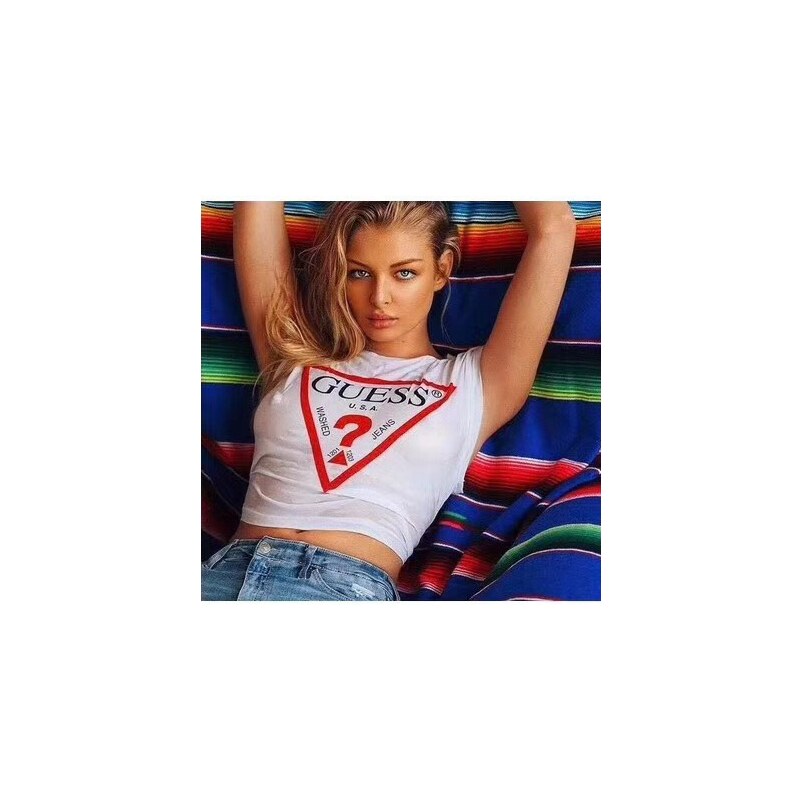 GUESS tričko Classic Amor Logo Cropped Tee bílé, 11984-XS