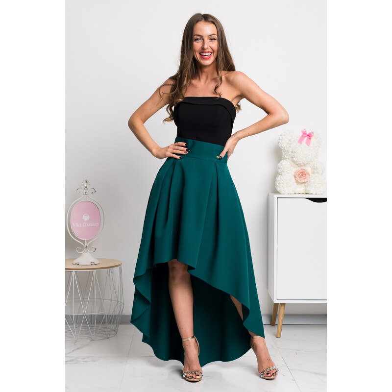 Parisse Smaragdová asymetrická sukně 61156144
