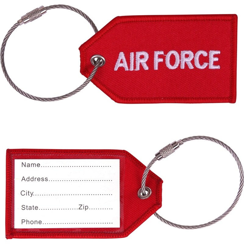 FOSTEX Jmenovka na zavazadlo AIR FORCE 8 x 5 cm červená