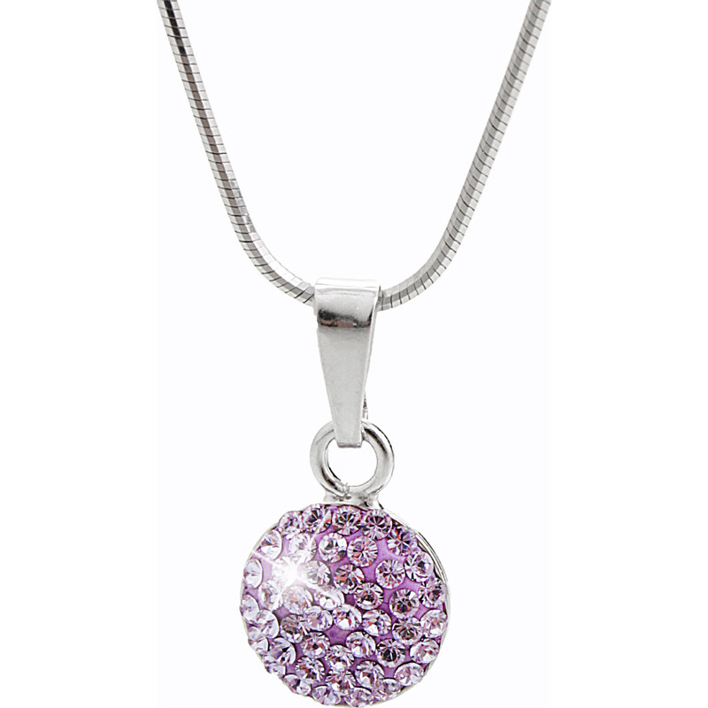 SkloBižuterie-J Stříbrný náhrdelník Půlkulička Swarovski crystal violet