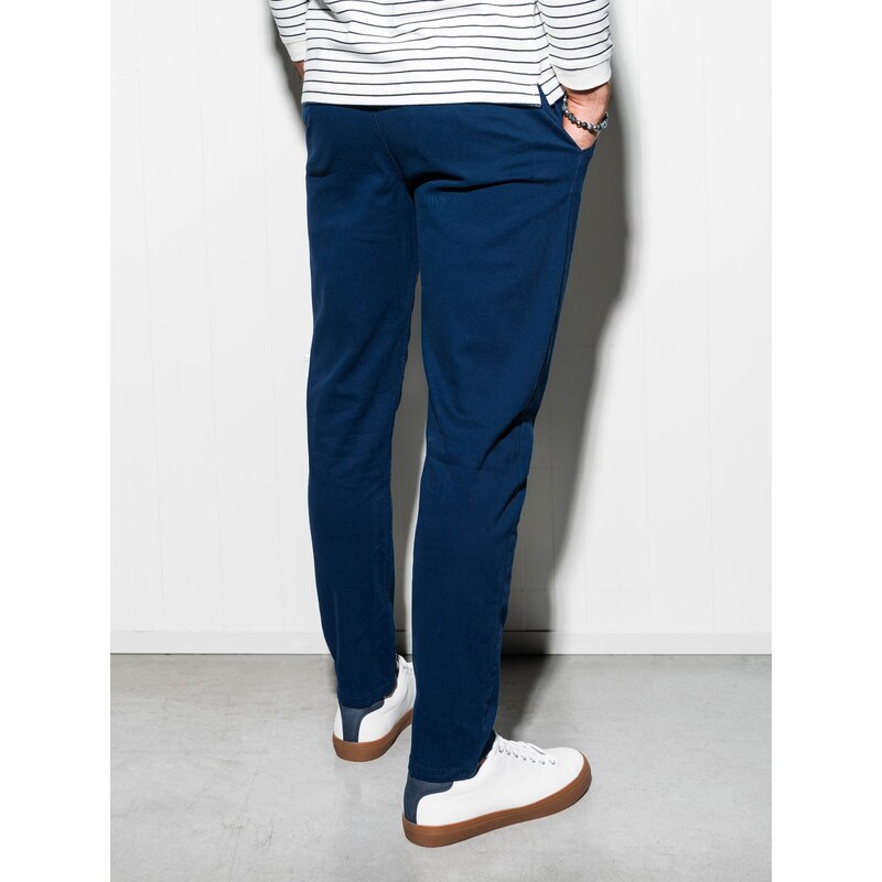 Ombre Clothing Pánské chino kalhoty - námořnická modrá P156