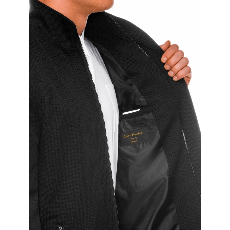 Ombre Clothing Pánský kabát se stojáčkem a prošívanou podšívkou - černý V1 OM-COWC-0103
