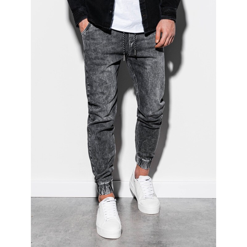 Ombre Clothing Pánské džínové jogger kalhoty Reynard šedé P907