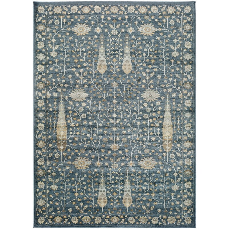 Bonami Modrý koberec z viskózy Universal Vintage Flowers, 160 x 230 cm -  GLAMI.cz