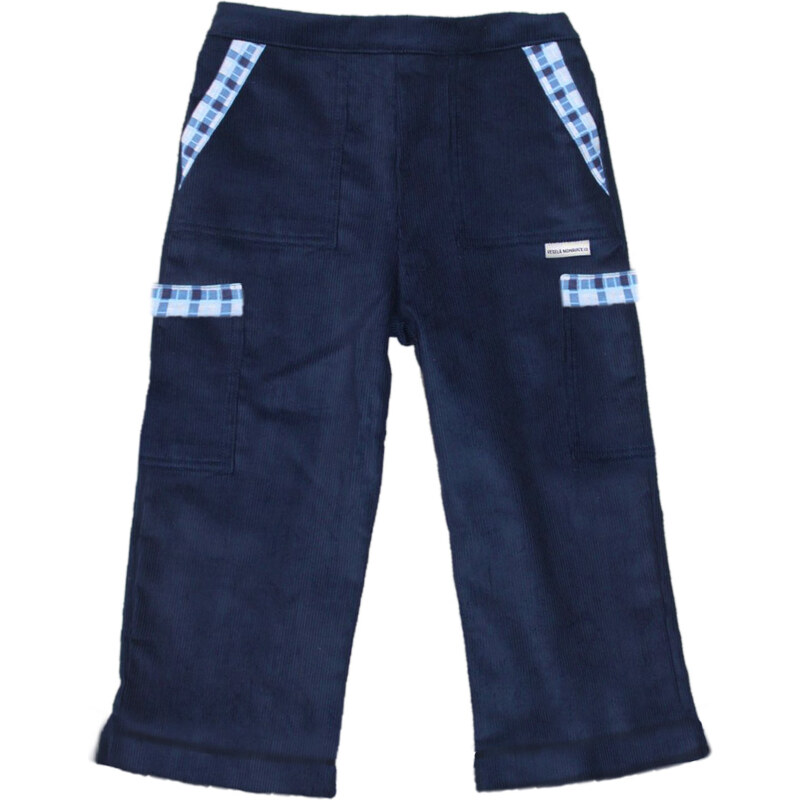Veselá Nohavice Dětské manšestrové kalhoty zateplené modré