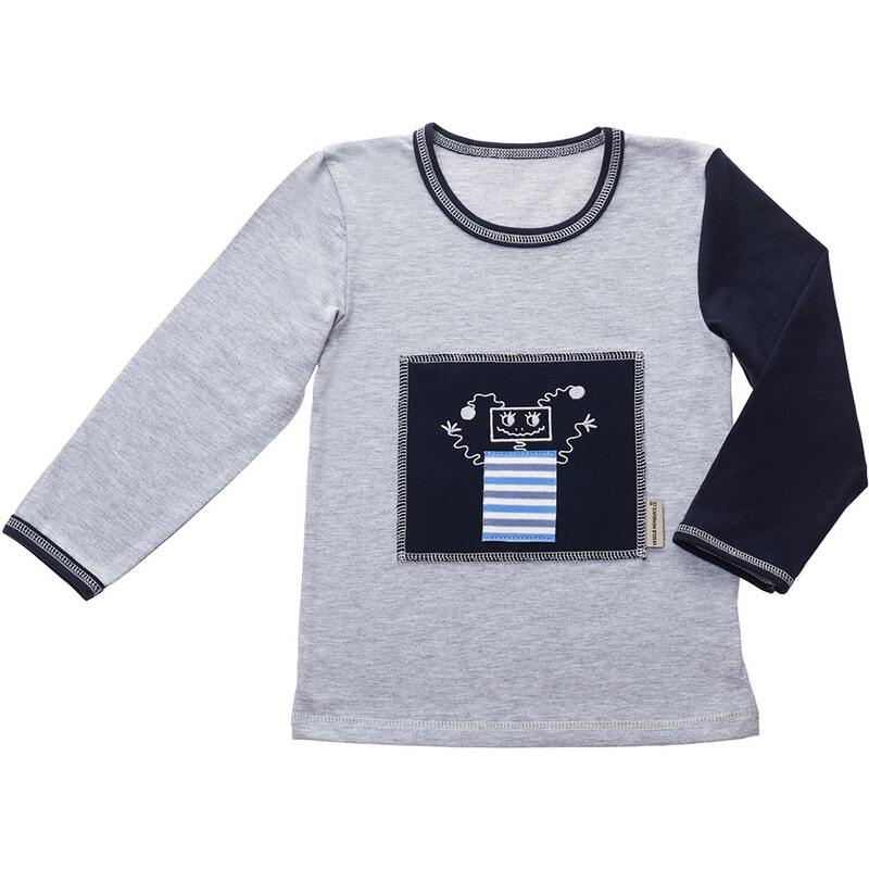 Veselá Nohavice Dámské tričko šedé s krátkým rukávem - výšivka Bláznivý robot