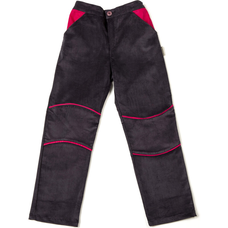 Veselá Nohavice Dětské školní manšestrové kalhoty s dvojitými koleny fialové