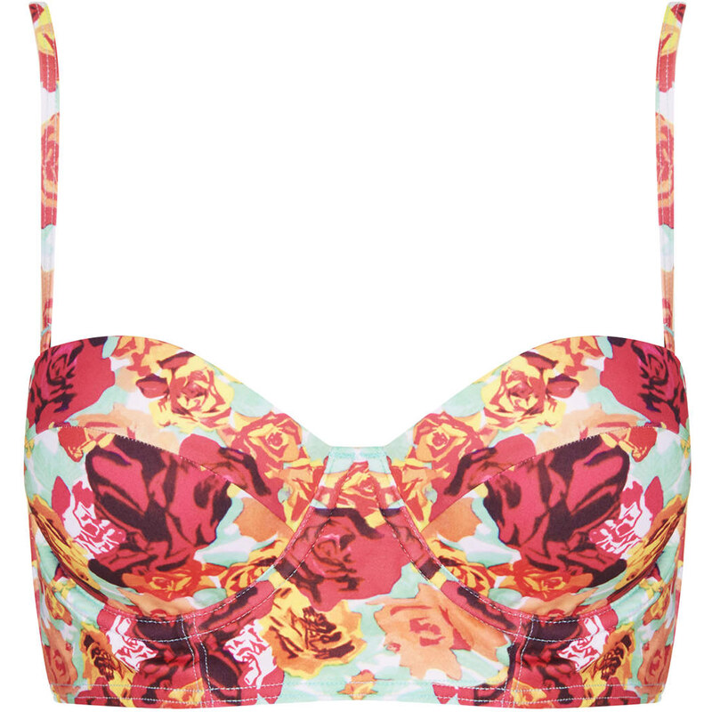 Topshop Summer Rose Push Up Longline Bikini Top