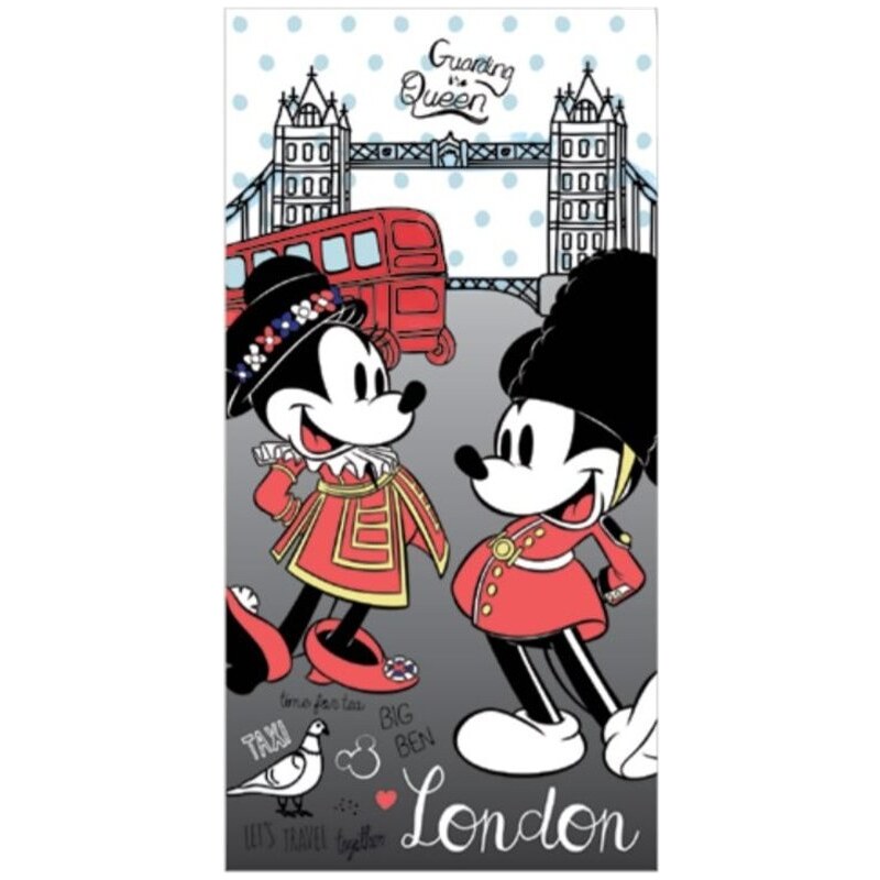 Setino Plážová osuška Minnie & Mickey Mouse v Londýně - licence Disney - 100% bavlna, froté - 70 x 140 cm