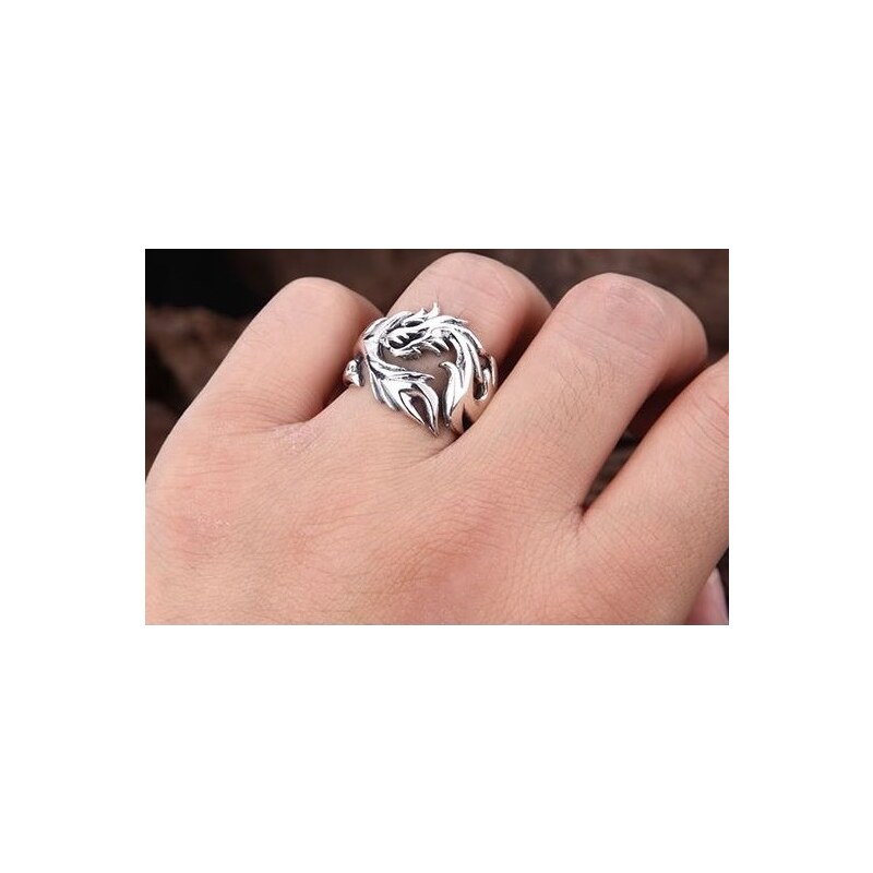 US Ocelový pánský prsten Ocel 316 - Drak Keith