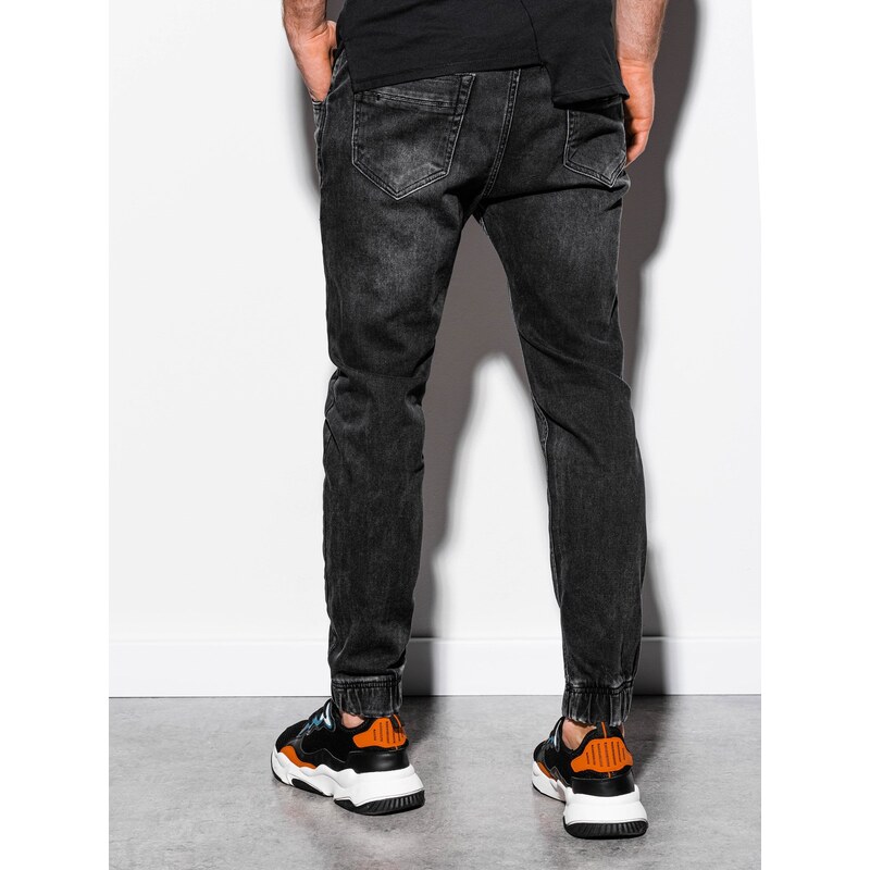 Ombre Clothing Pánské džínové jogger kalhoty Reynard černé P907 (OM-PADJ-0106)