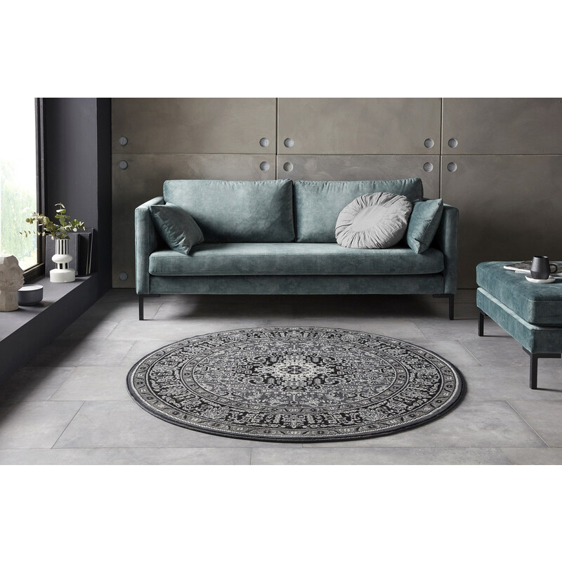 Nouristan - Hanse Home koberce Kruhový koberec Mirkan 104436 Dark-grey - 160x160 (průměr) kruh cm