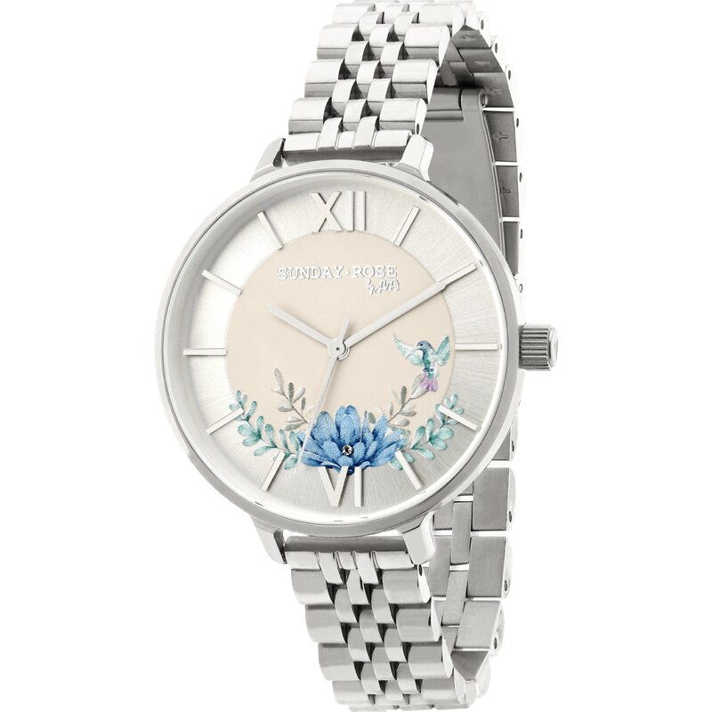 JVD Dámské luxusní designové hodinky SUNDAY ROSE Spirit AZURE