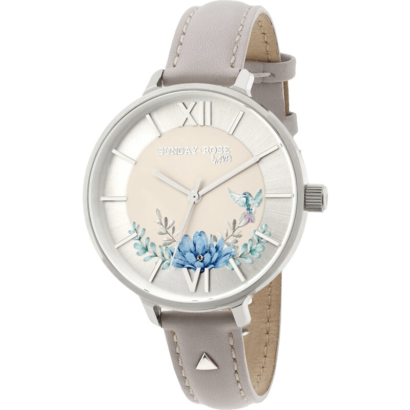JVD Dámské luxusní designové hodinky SUNDAY ROSE Spirit AZURE LEATHER 50455540