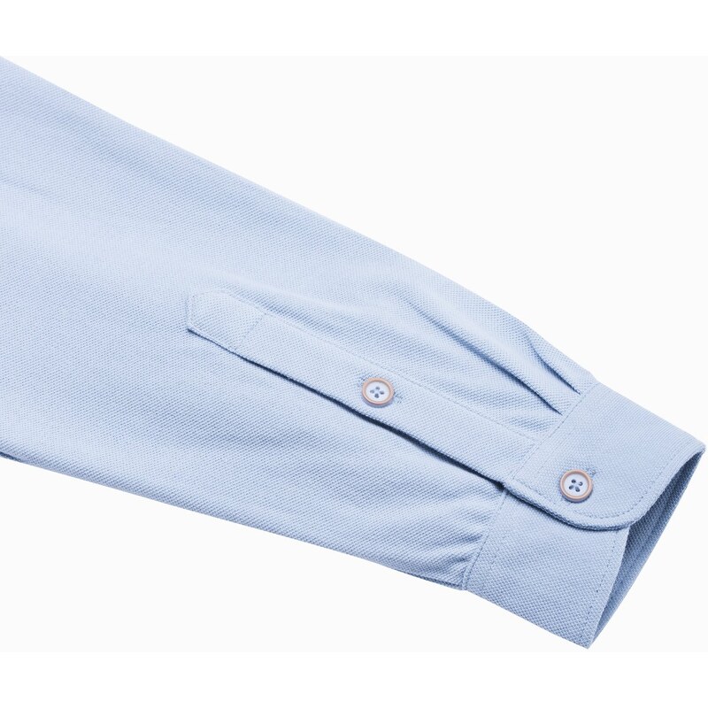 Ombre Clothing Pánská pletená košile s dlouhým rukávem - modrá V3 K540