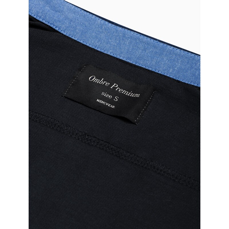 Ombre Clothing Pánská pletená košile s dlouhým rukávem - černá V4 K540