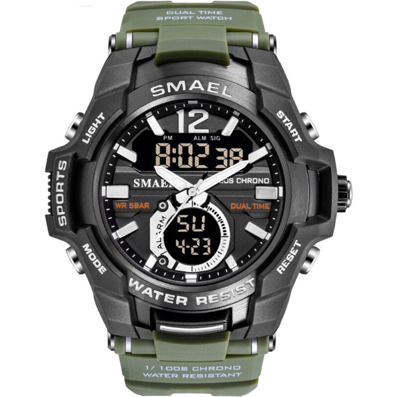Sportovní digitální hodinky Smael 1805 khaki zelené