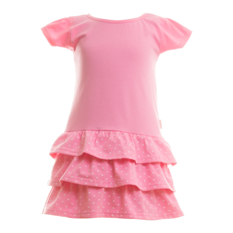 Dívčí šaty s kanýrky SRDÍČKA MKcool S10005 růžové 86