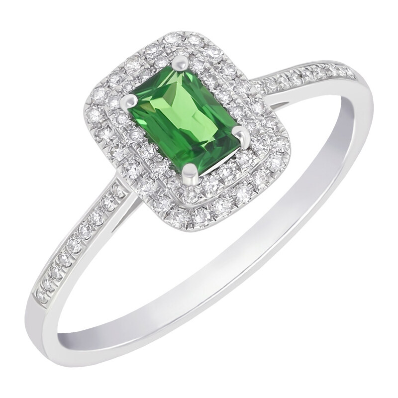 Eppi Zlatý prsten s emerald tsavorit granátem a diamanty Kanie