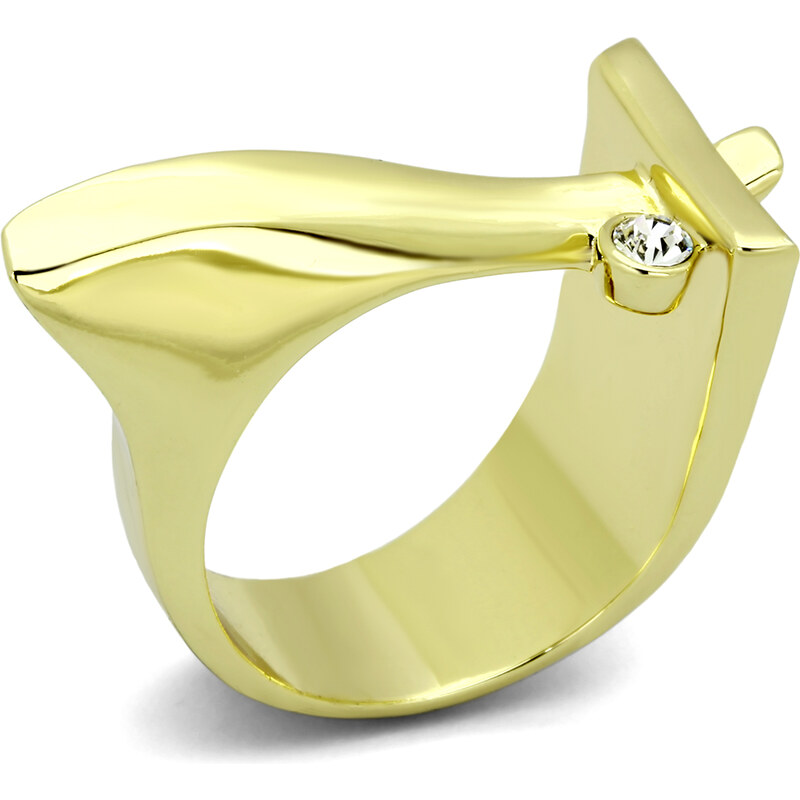 US Ocelový, pozlacený dámský prsten s Crystalem Ocel 316 - Heidy