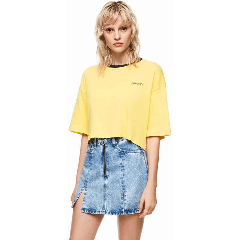 Pepe Jeans dámské žluté oversize tričko Marian